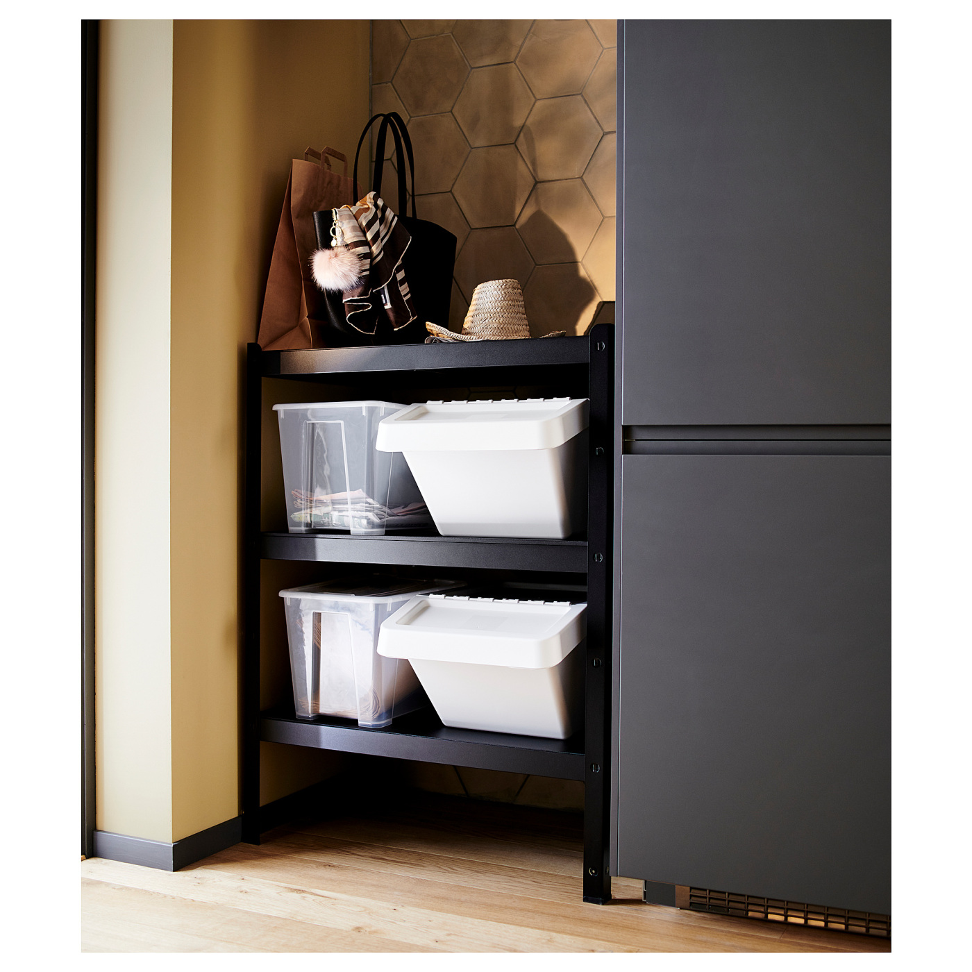 BROR 1 section/shelves black - IKEA