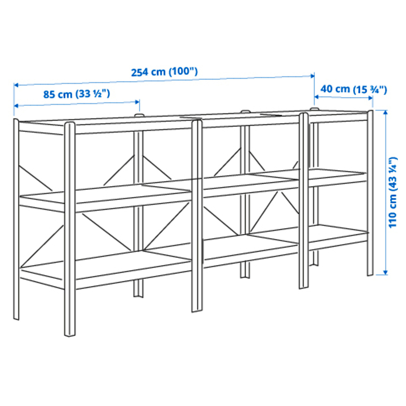 BROR 3 sections/shelves white - IKEA