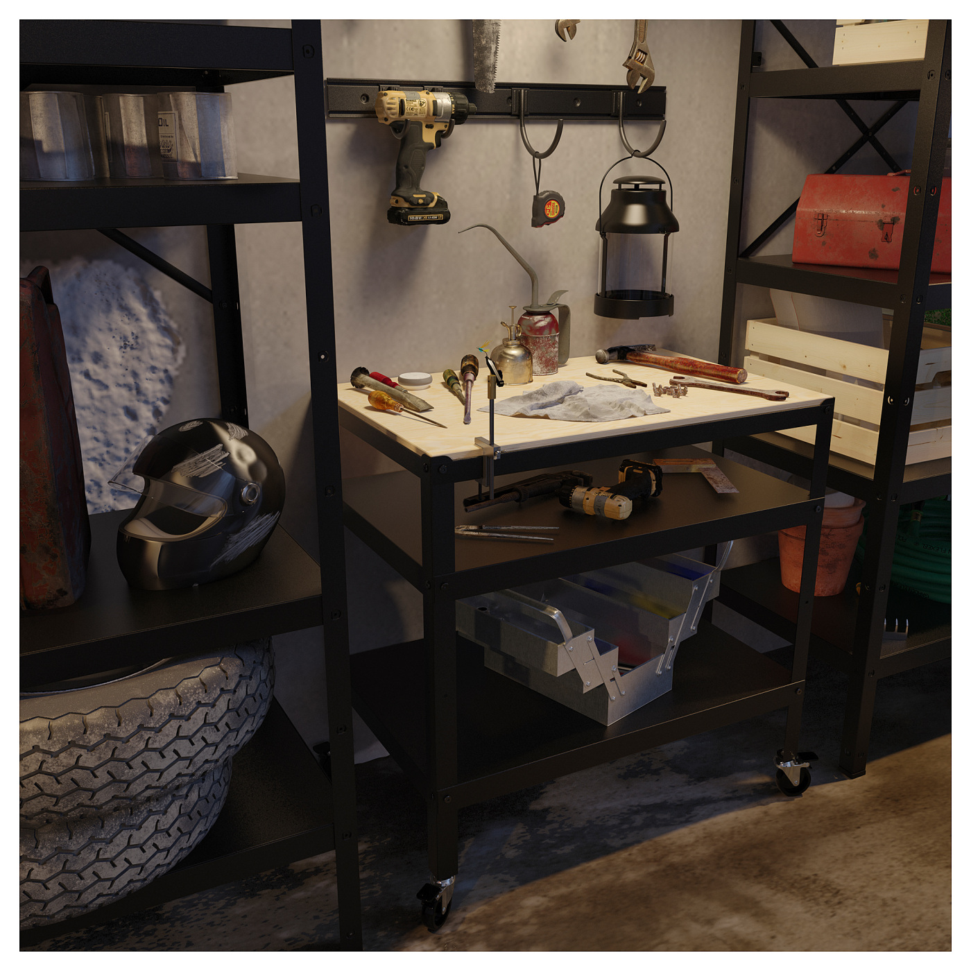 BROR storage with shelves/trolley - IKEA