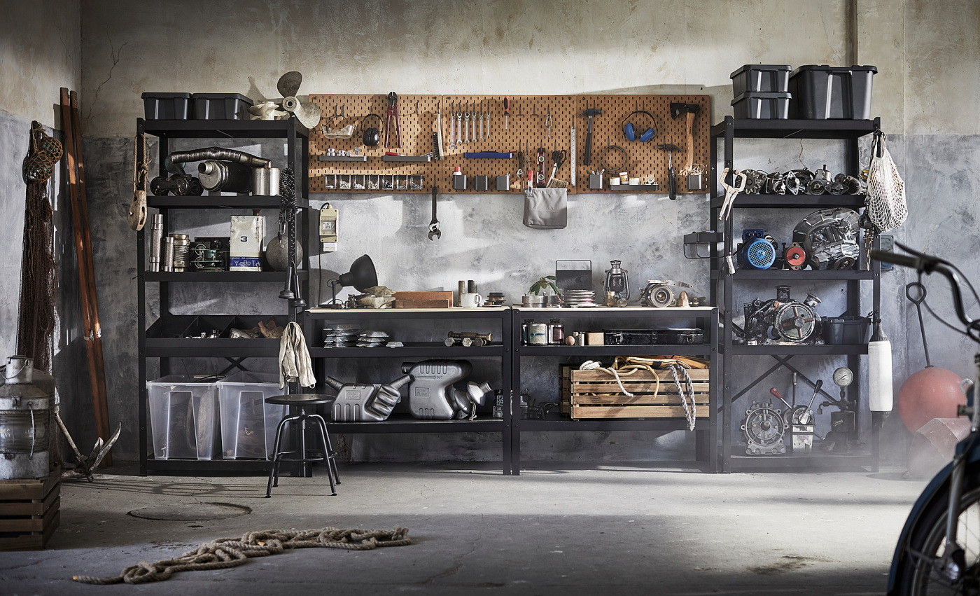 BROR work bench black/pine plywood - IKEA