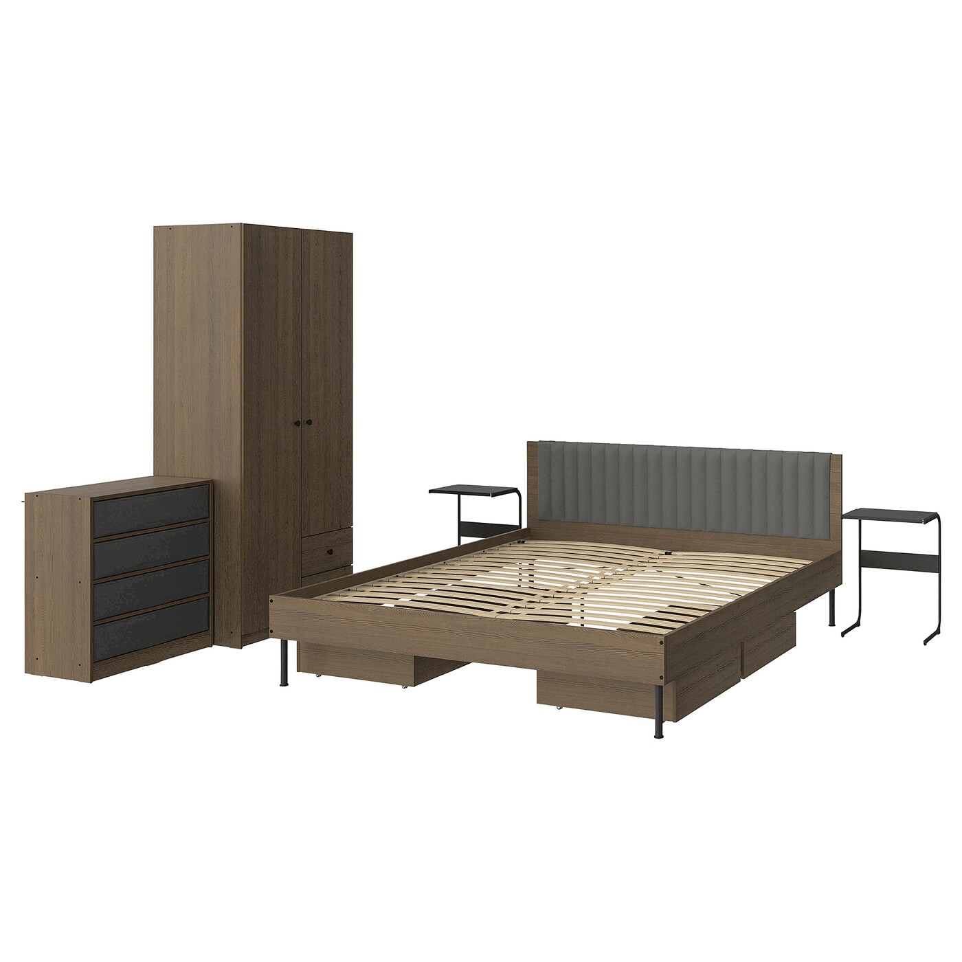 BRUKSVARA bedroom furniture, set of 9 brown/anthracite - IKEA