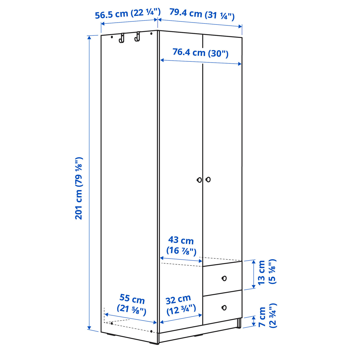 BRUKSVARA wardrobe with 2 doors and 2 drawers brown - IKEA