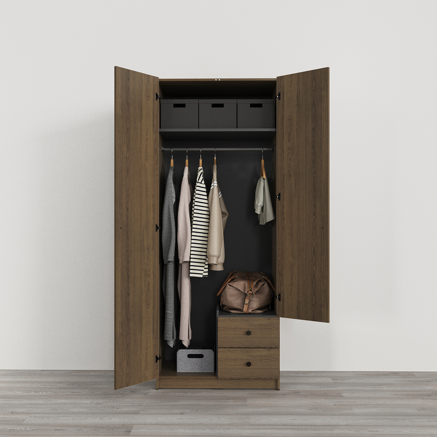 家具 IKEA Brusvara BRUKSVARA wardrobe with 2 doors and 2 drawers brown - IKEA