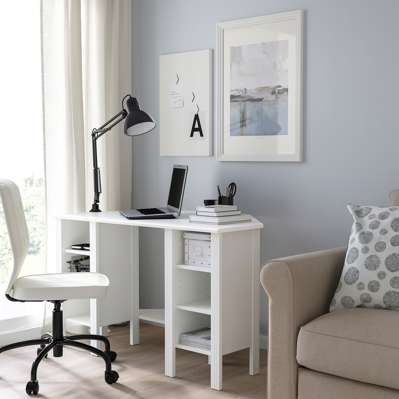 BRUSALI corner desk white - IKEA