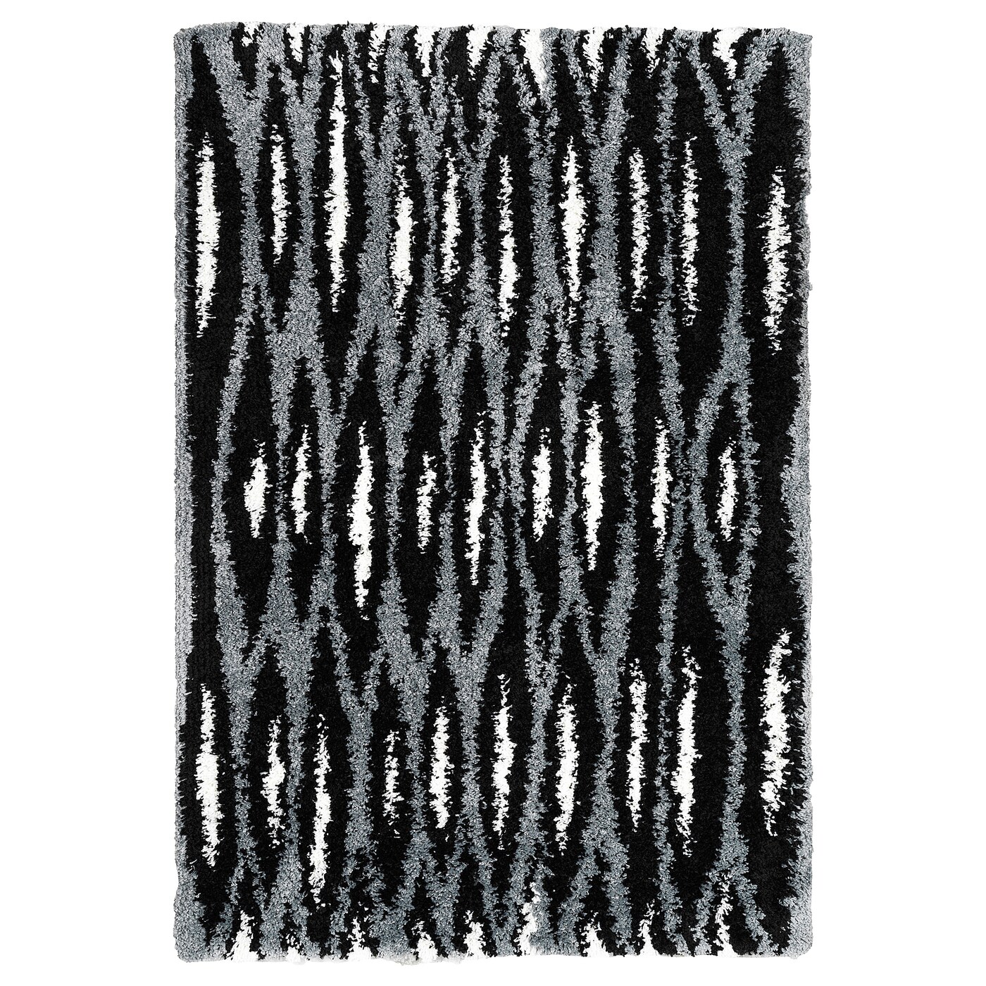 BULLERREMSA rug, high pile black grey/white - IKEA
