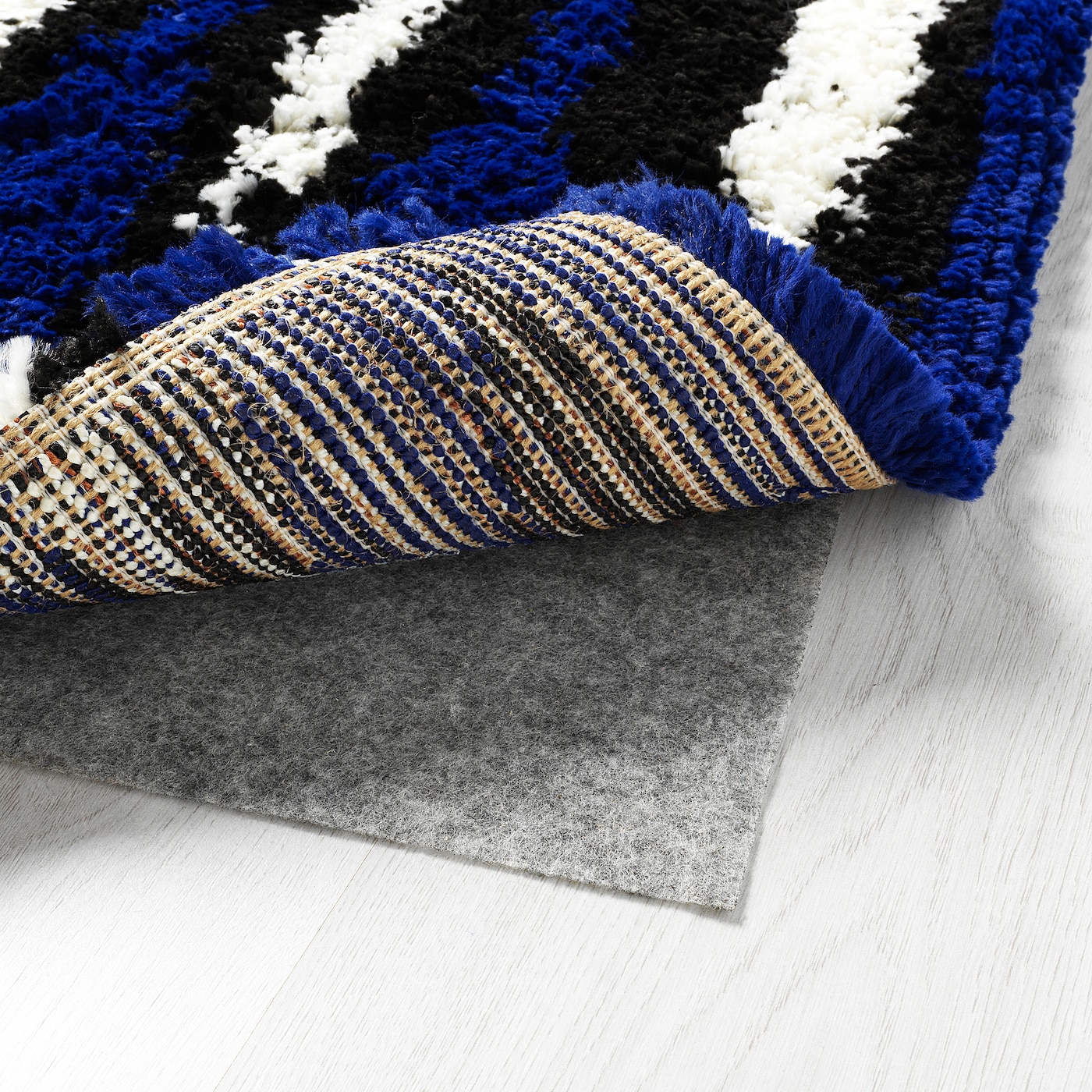 ラグ・カーペット bullerremsa ikea BULLERREMSA rug, high pile blue white/black - IKEA
