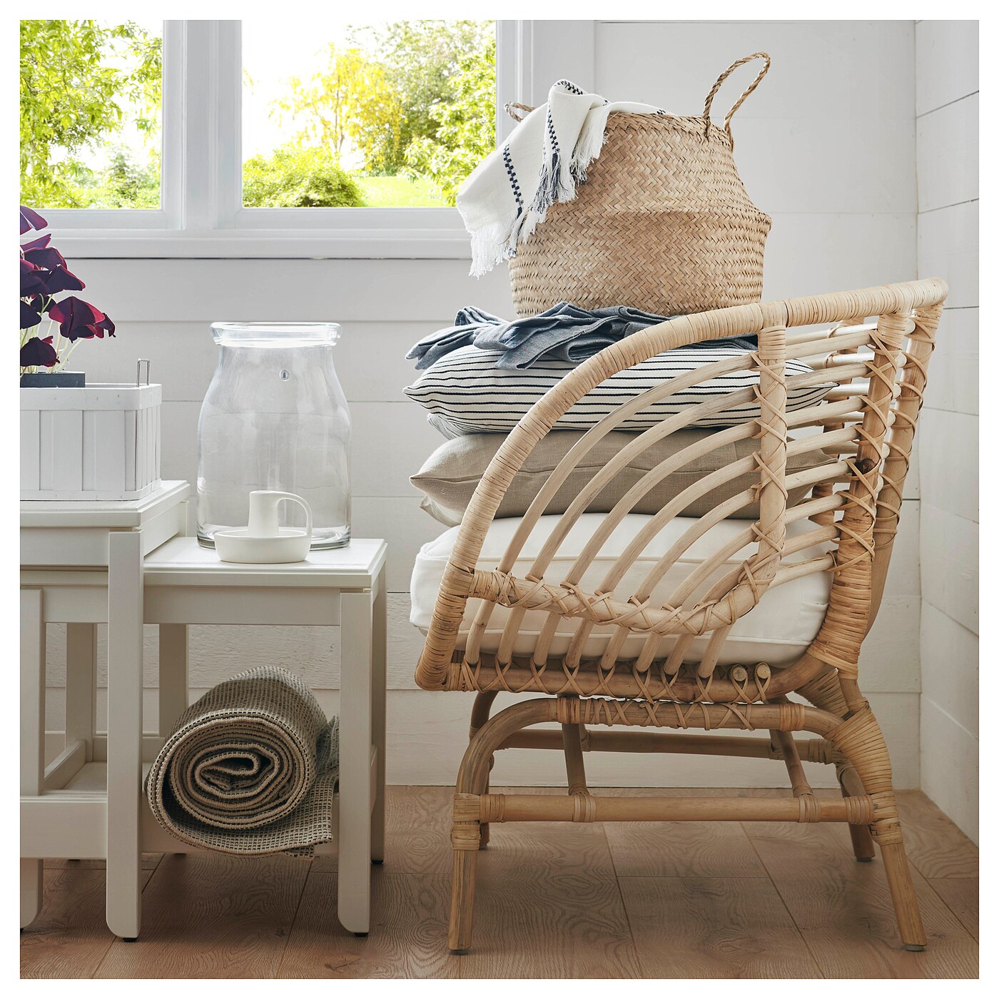 BUSKBO armchair rattan/Djupvik white - IKEA