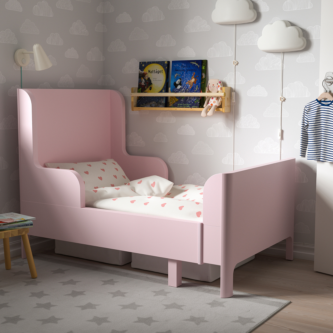 BUSUNGE extendable bed light pink - IKEA