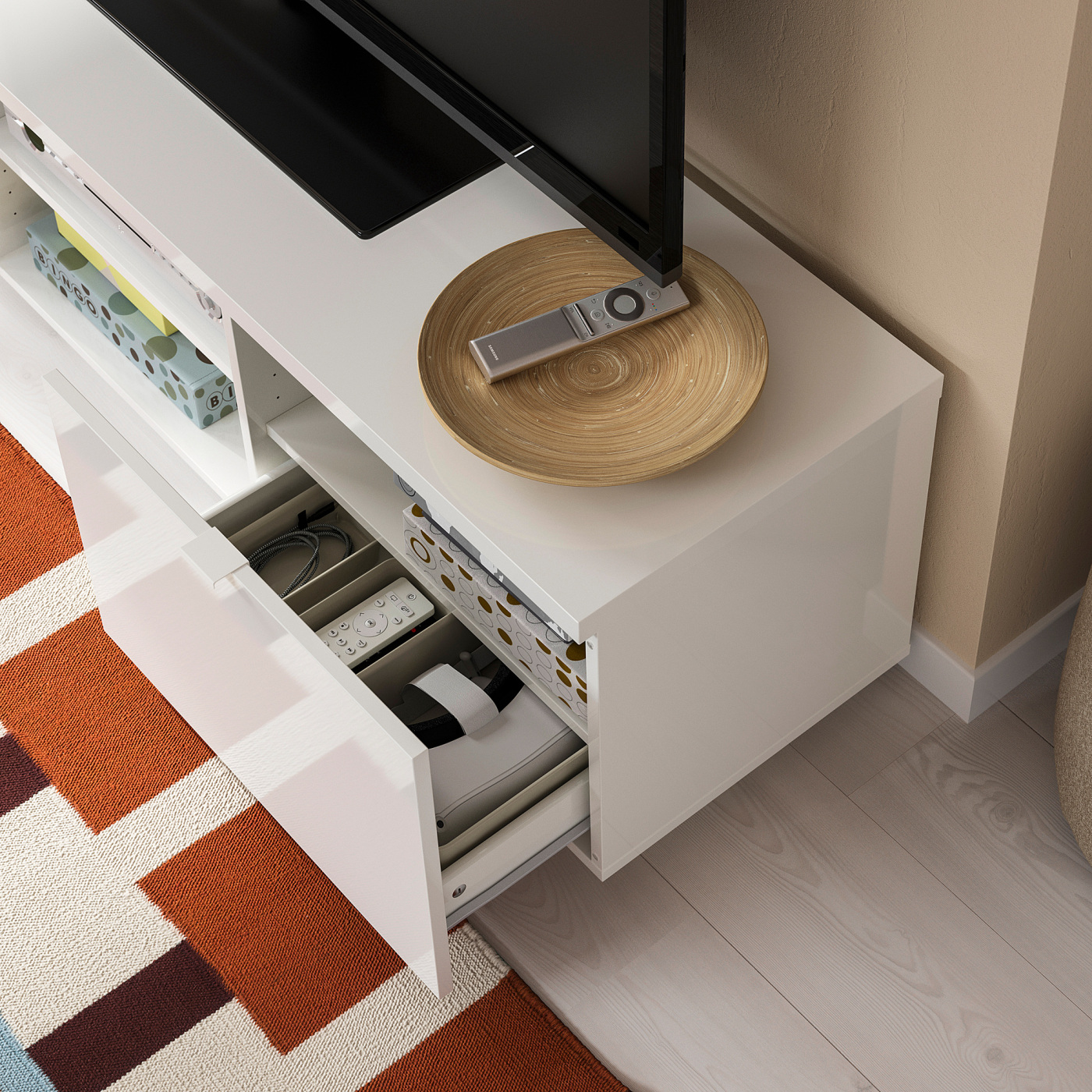 BYÅS TV bench high-gloss white - IKEA