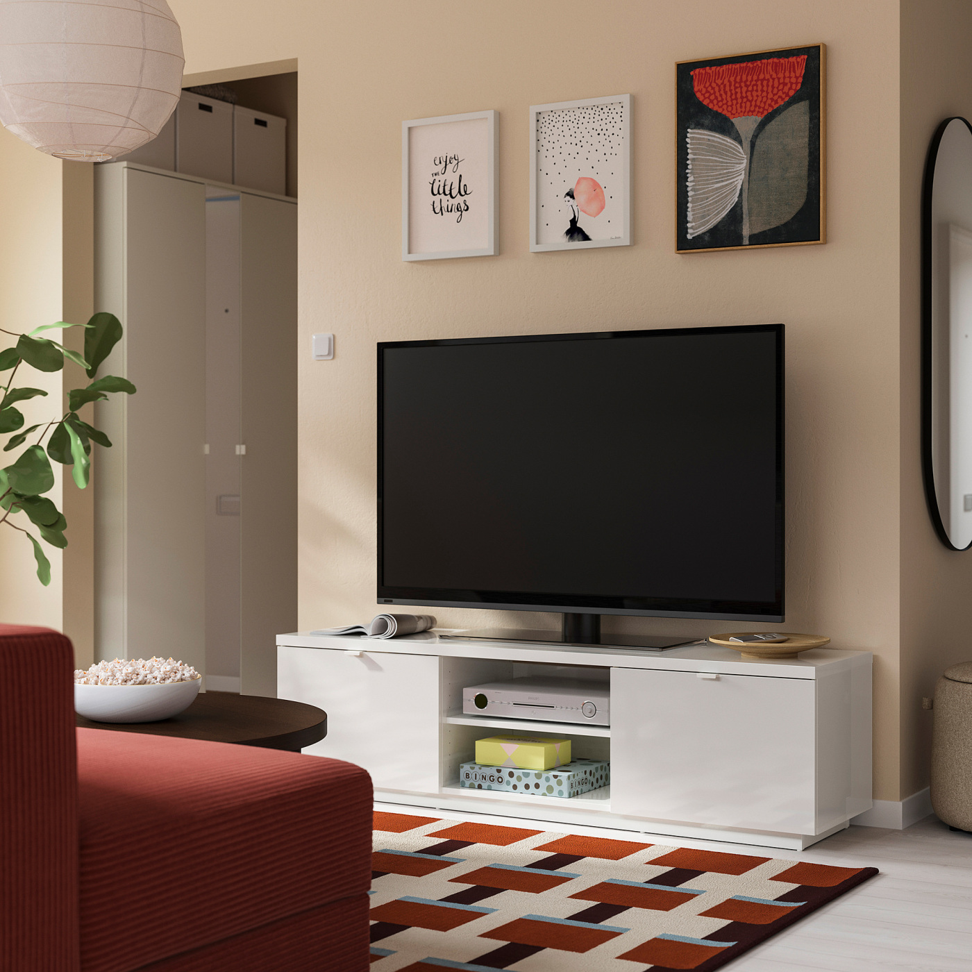 BYÅS TV bench high-gloss white - IKEA