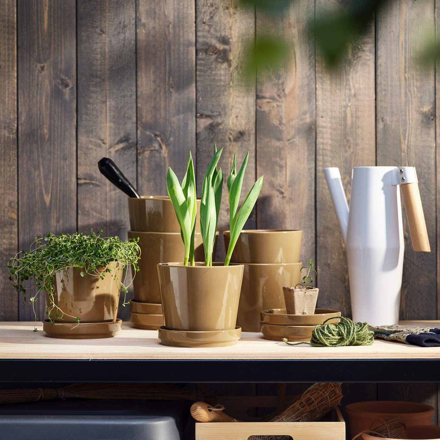 CITRUSFRUKT plant pot with saucer in/outdoor yellow-brown - IKEA