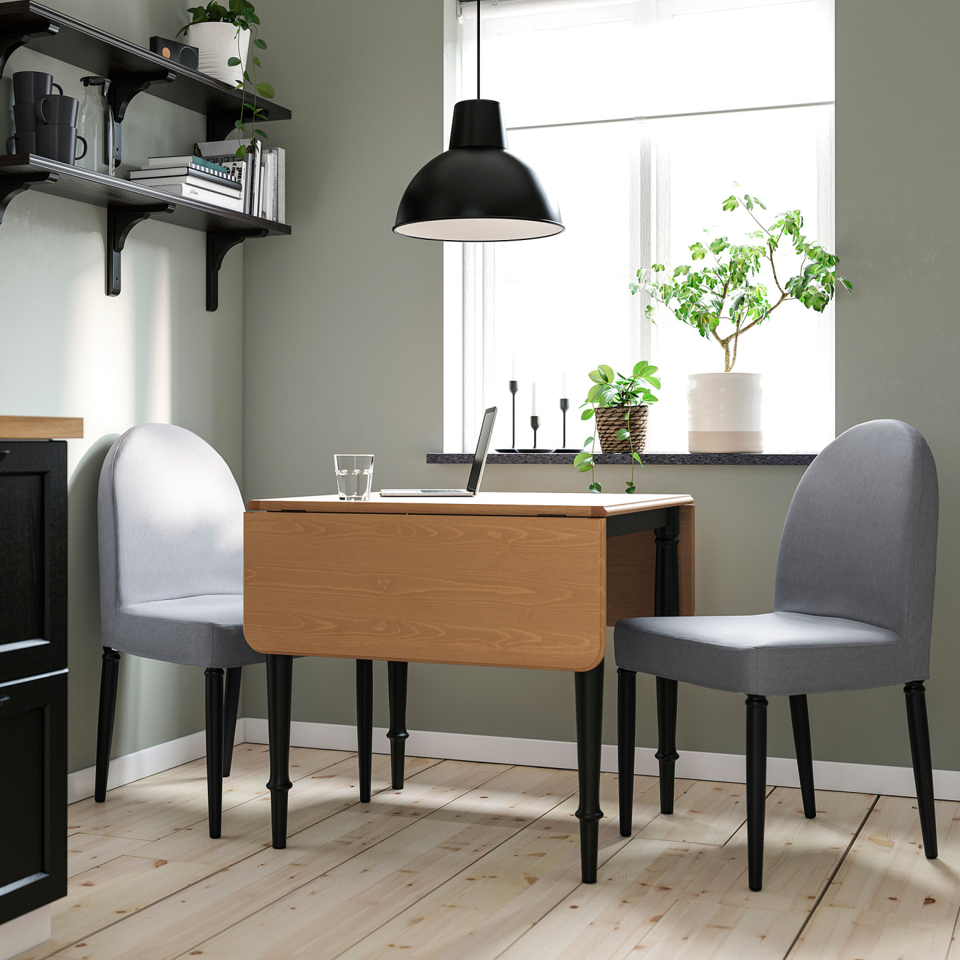 DANDERYD / DANDERYD table and 2 chairs pine veneer black/Vissle