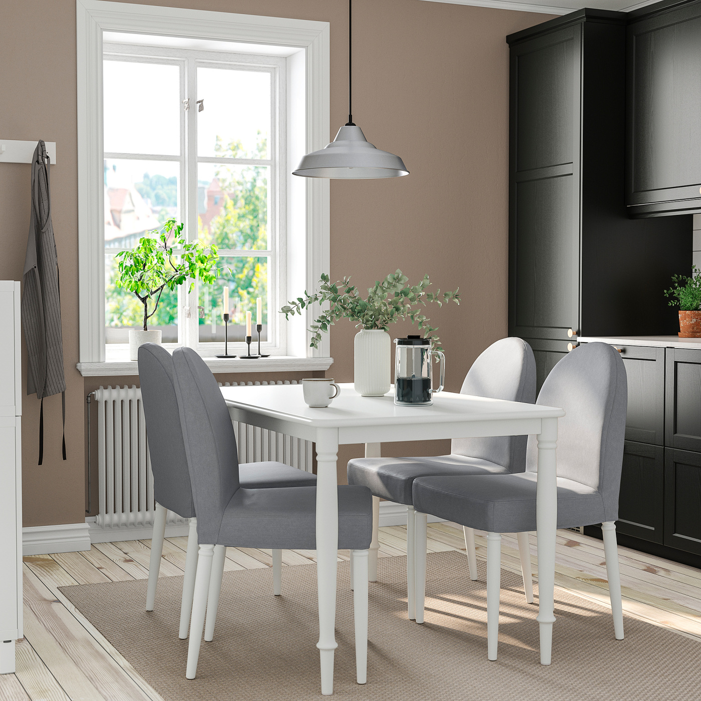 DANDERYD / DANDERYD table and 4 chairs white/Vissle grey - IKEA
