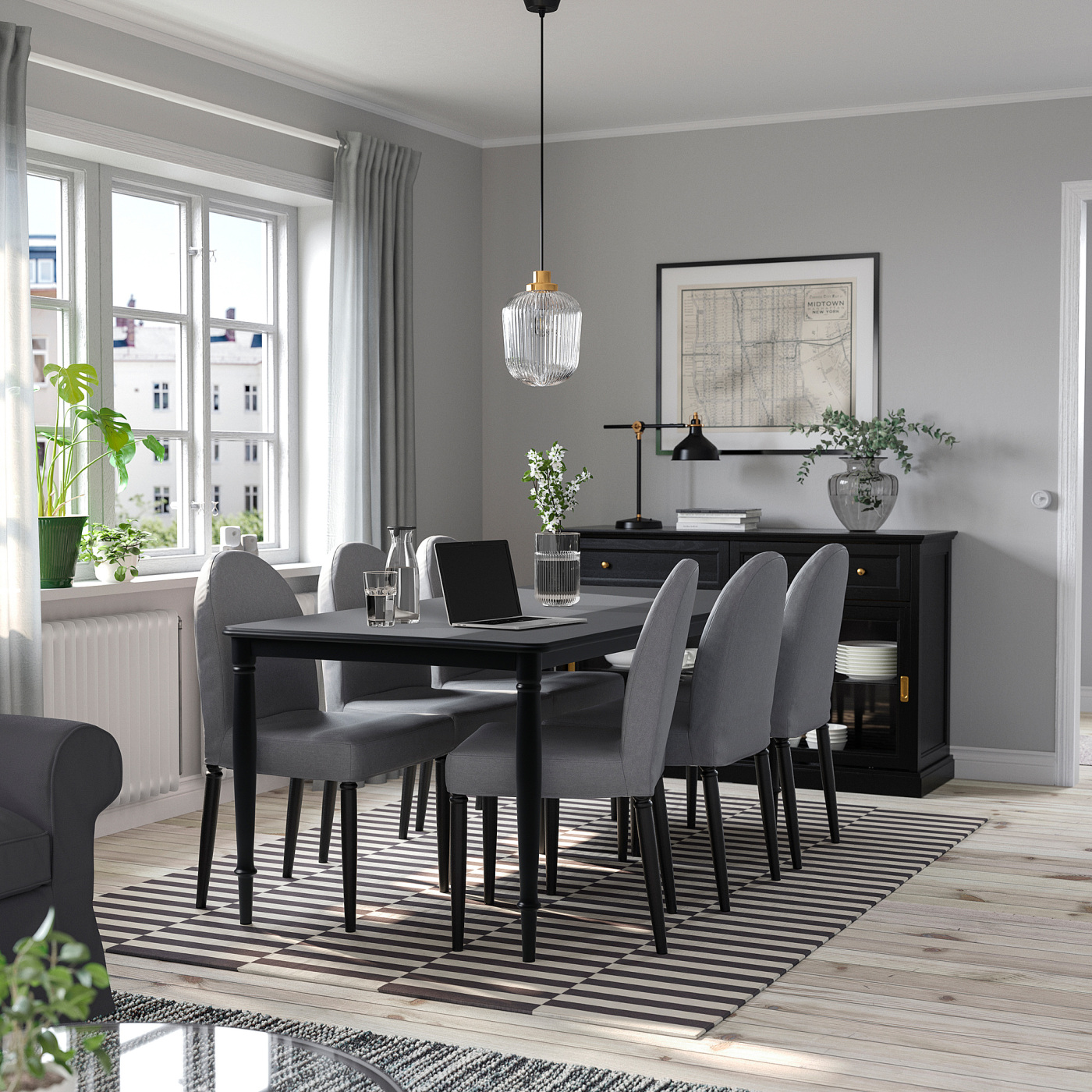 DANDERYD / DANDERYD table and 6 chairs black/Vissle grey - IKEA