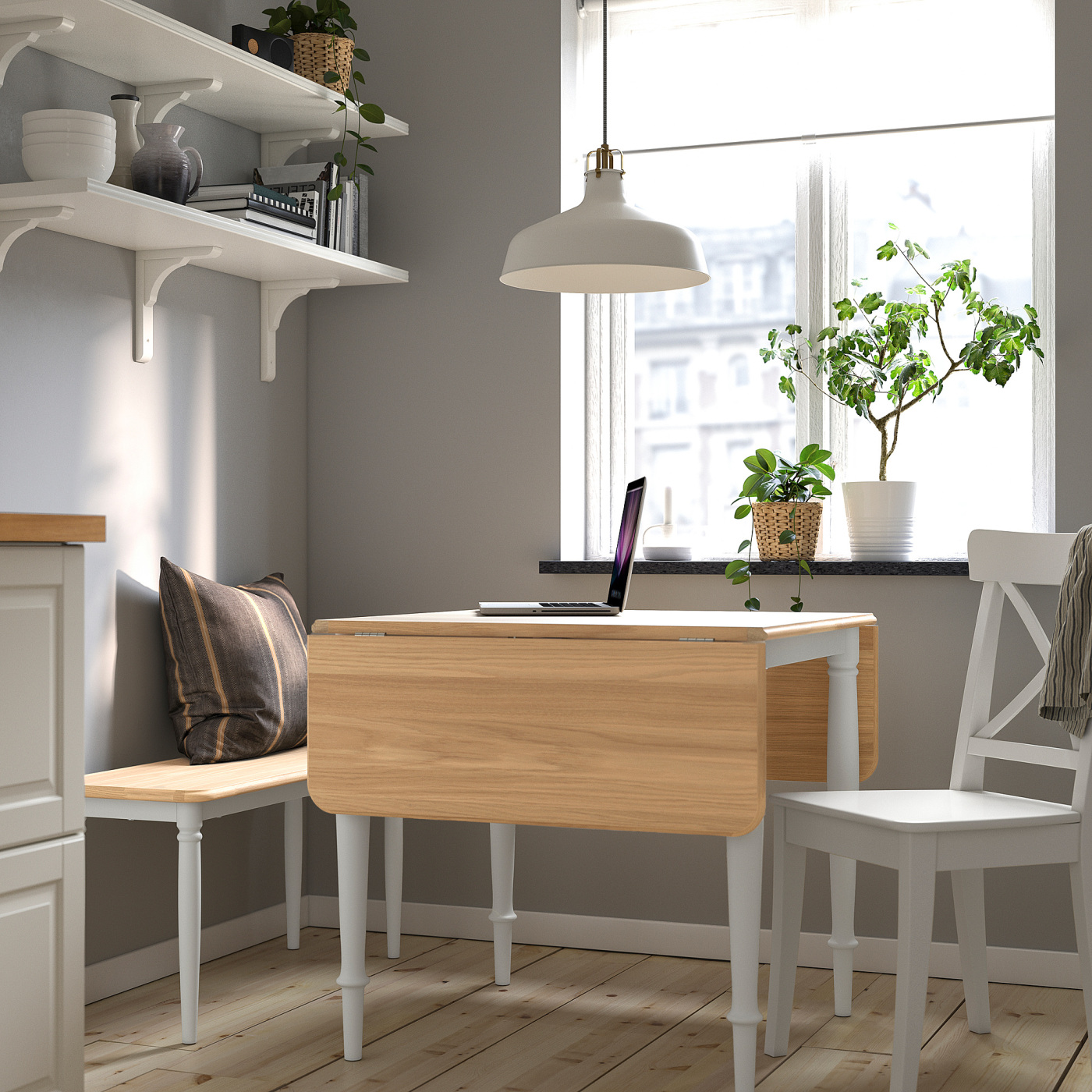 DANDERYD drop-leaf table oak veneer/white - IKEA