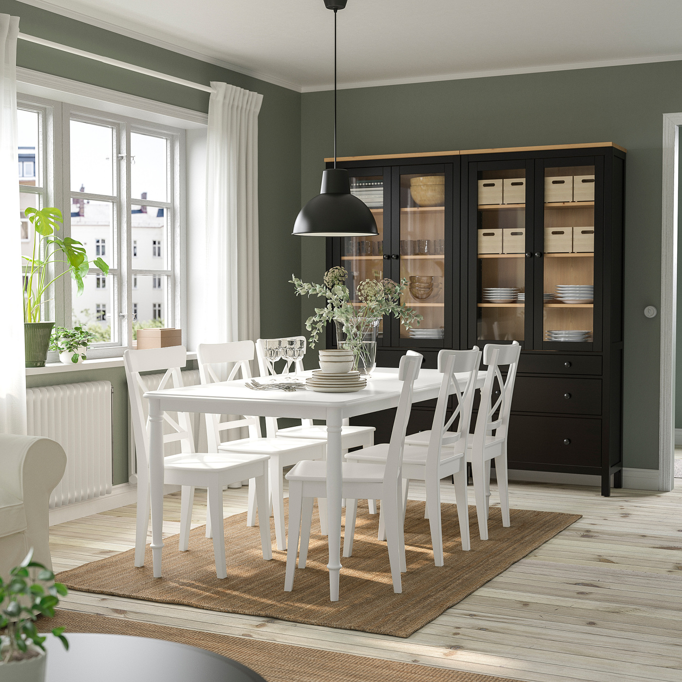 DANDERYD / INGOLF table and 6 chairs white/white - IKEA