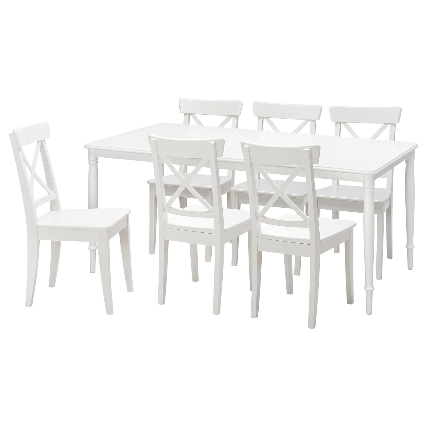 DANDERYD / INGOLF table and 6 chairs white/white - IKEA