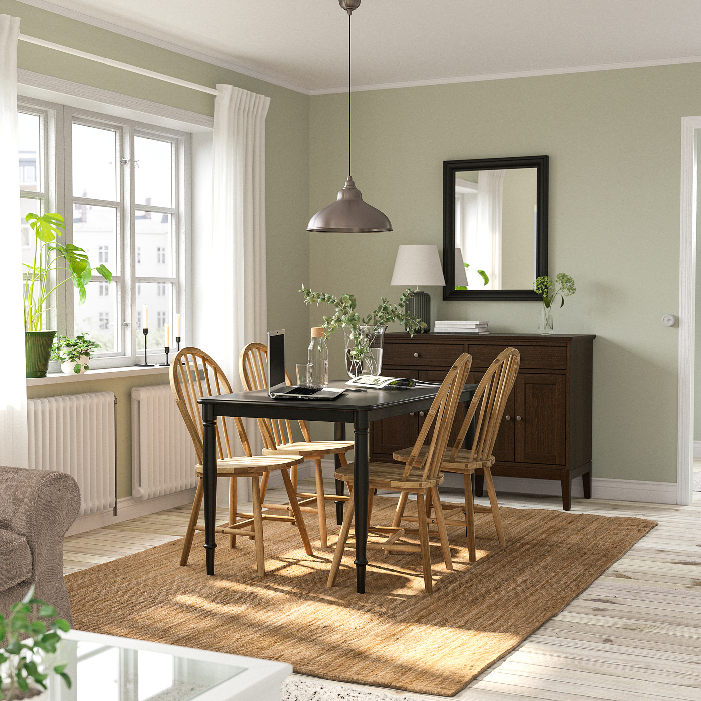 DANDERYD / SKOGSTA table and 4 chairs black/acacia - IKEA