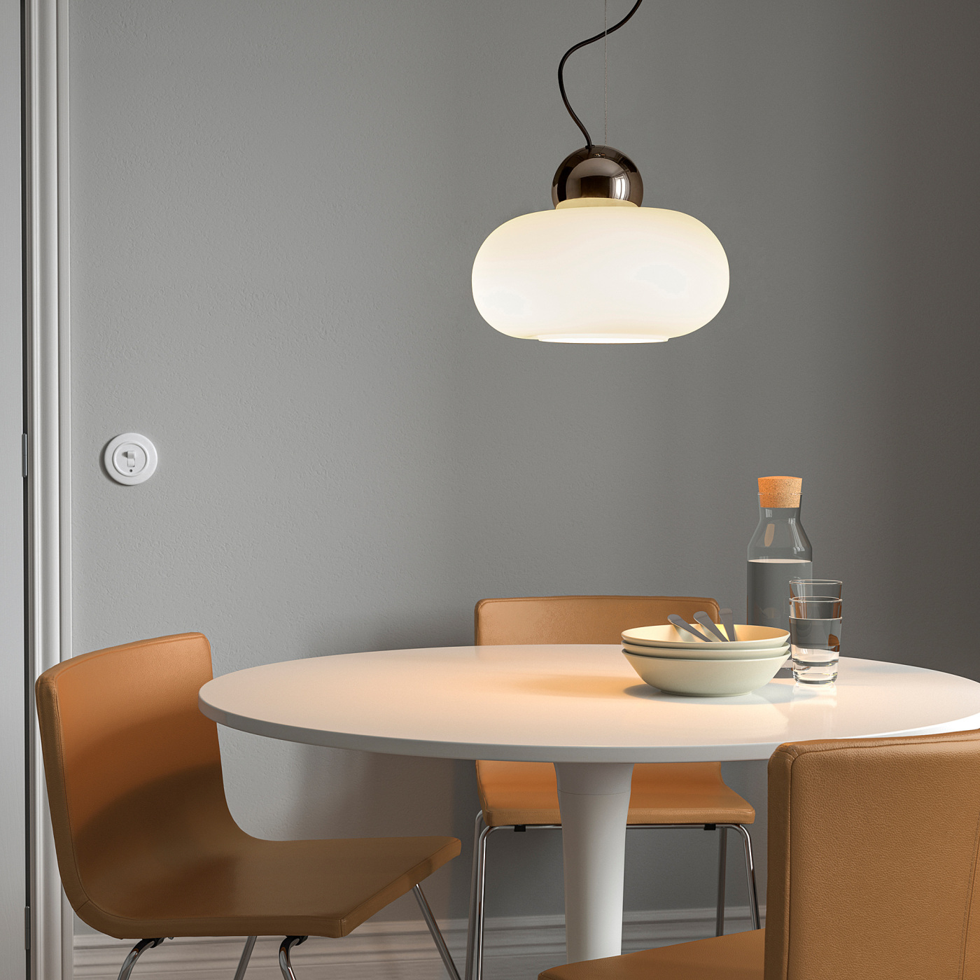 DEJSA pendant lamp chrome-plated/opal white glass - IKEA