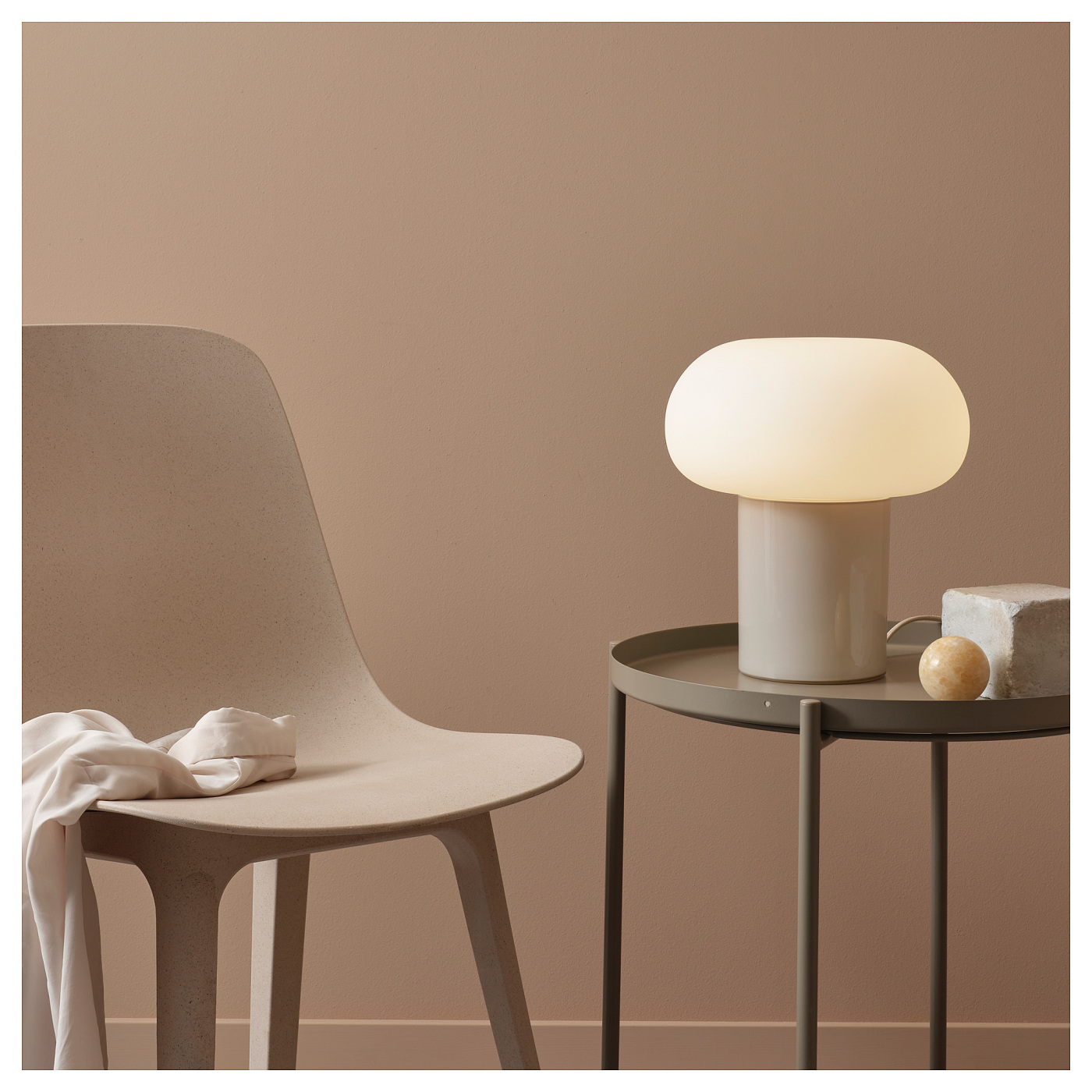 DEJSA table lamp beige/opal white glass - IKEA