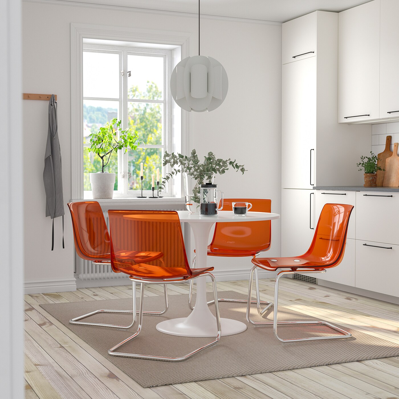 DOCKSTA / TOBIAS table and 4 chairs white white/brown/red - IKEA