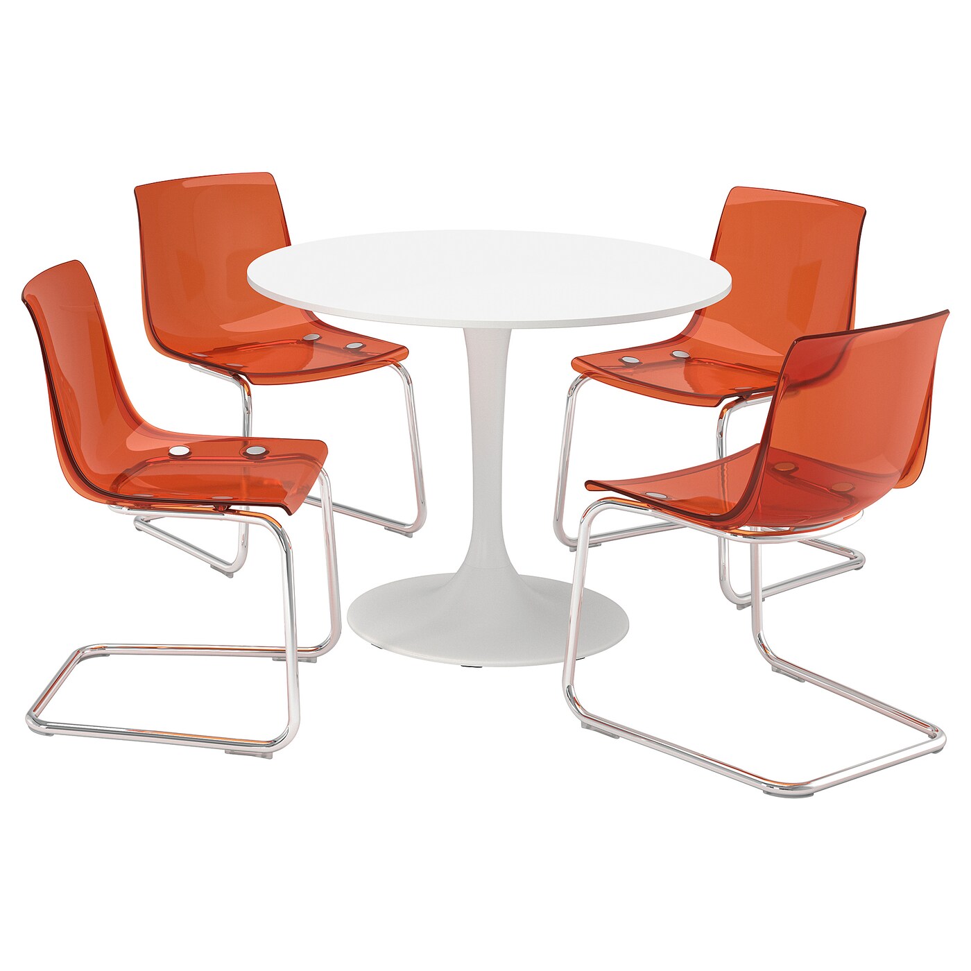 EKEDALEN / TOBIAS table and 4 chairs, dark brown/brown-red