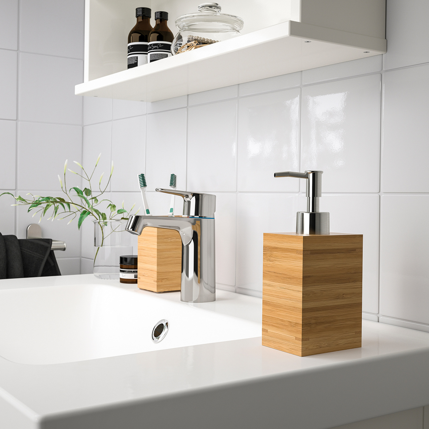 DRAGAN soap dispenser bamboo - IKEA