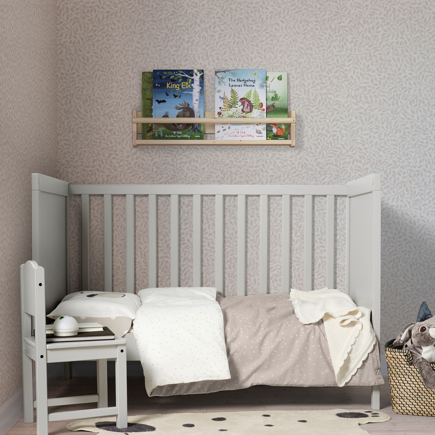DRÖMSLOTT 3-piece bedlinen set for cot puppy pattern/beige - IKEA