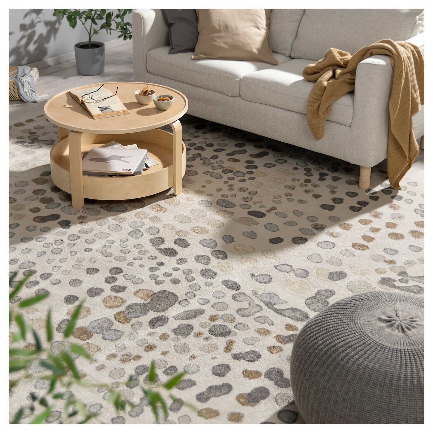 IKEA/イケアDUBBELFIL ドゥベルフィル ラグ パイル　ドット DUBBELFIL rug, low pile dot pattern/beige - IKEA