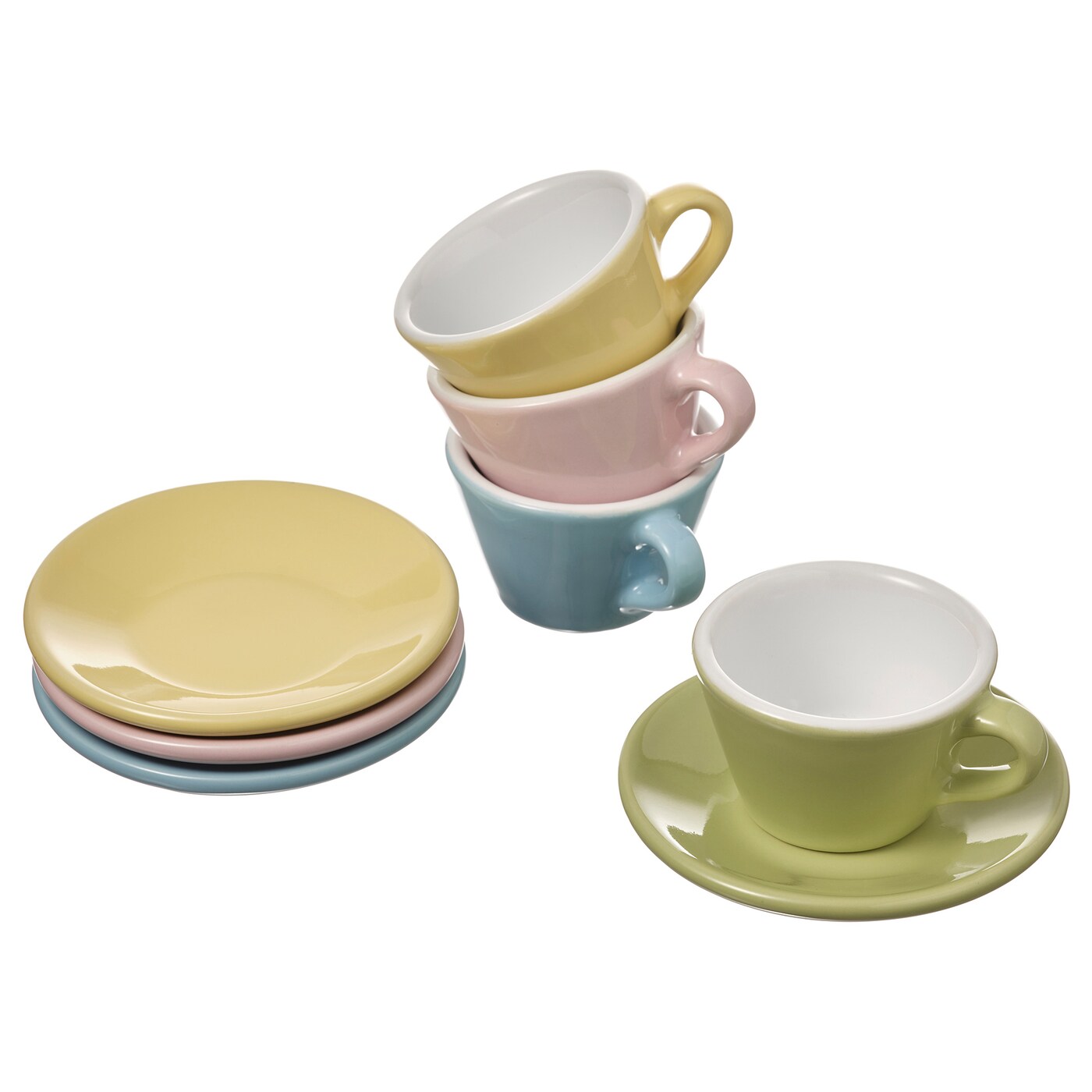 DUKTIG 8-piece cup/saucer playset mixed colours - IKEA
