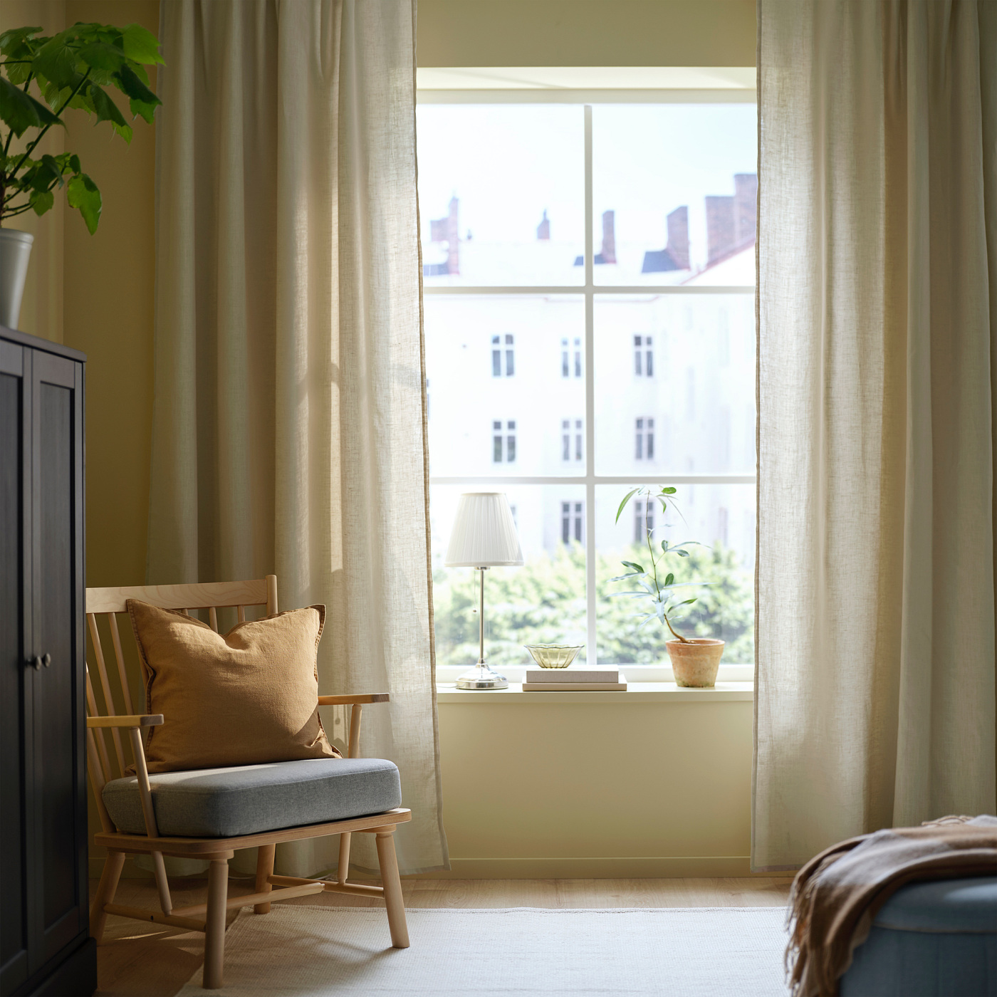IKEA ディトーグ DYTÅG curtains, 1 pair beige/with heading tape - IKEA