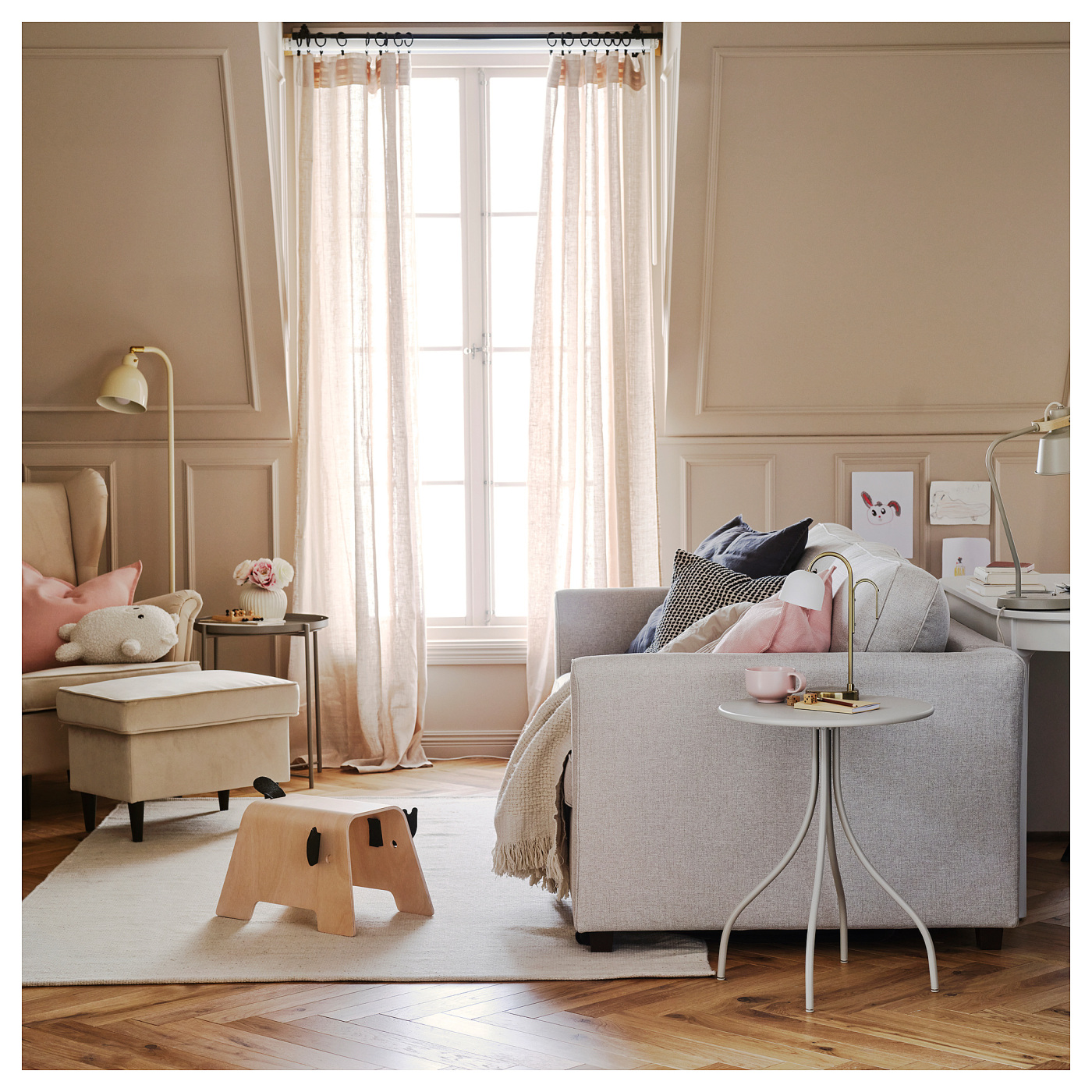 DYTÅG curtains, 1 pair beige/with heading tape - IKEA