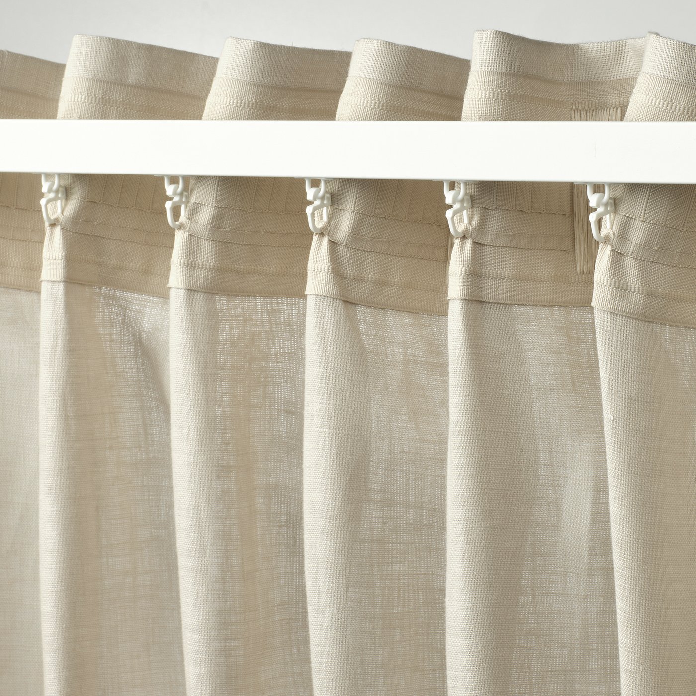 DYTÅG curtains, 1 pair linen beige/with heading tape - IKEA