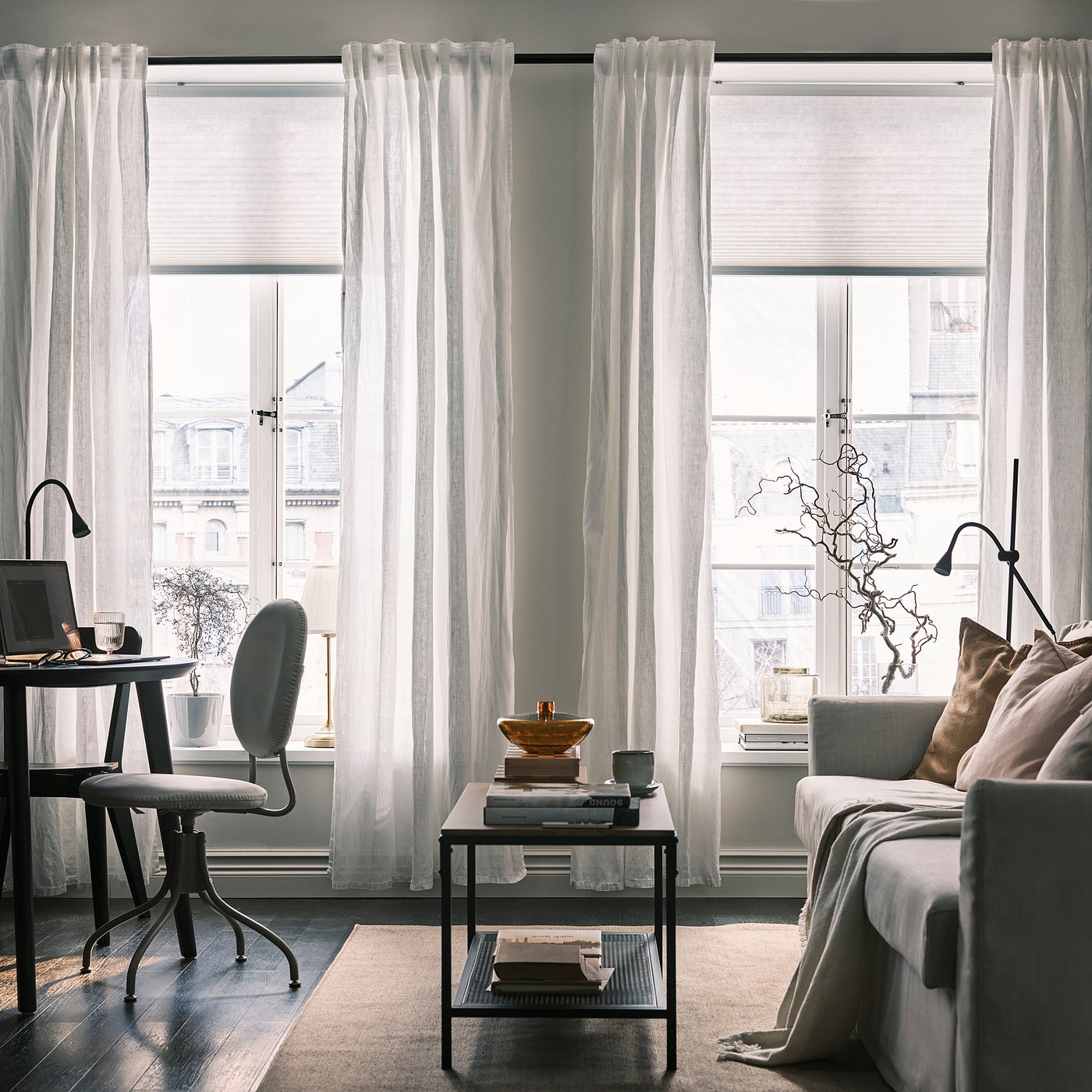 DYTÅG curtains, 1 pair white/with heading tape - IKEA