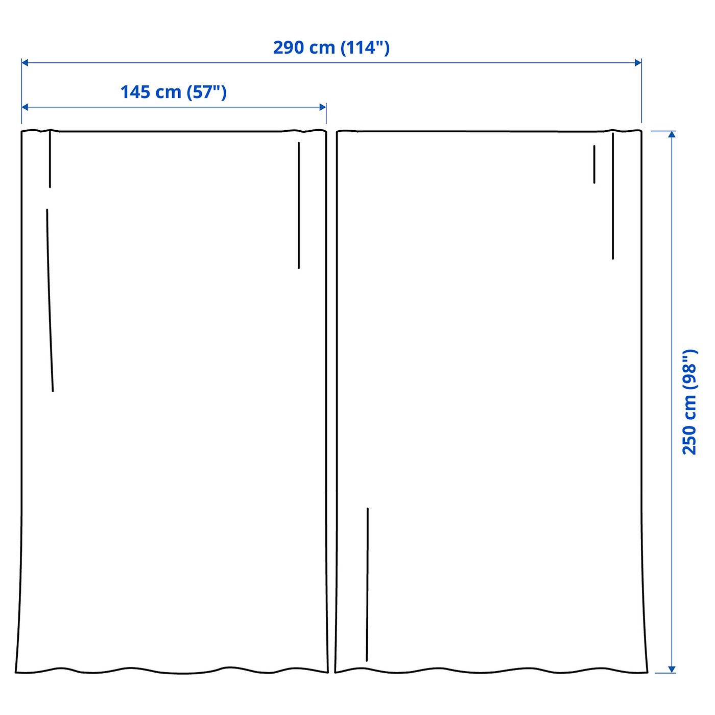 DYTÅG curtains, 1 pair white/with heading tape - IKEA