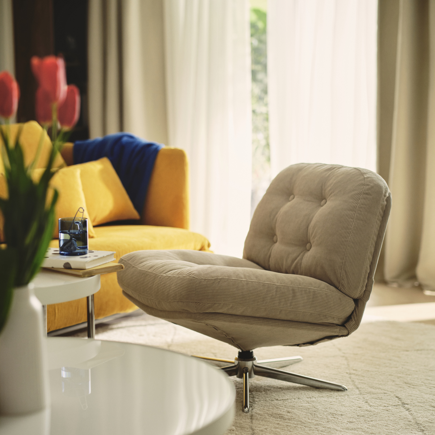 DYVLINGE swivel easy chair Kelinge beige - IKEA