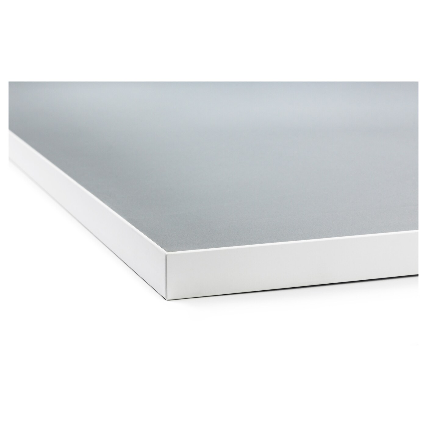 EKBACKEN worktop, double-sided with white edge light grey