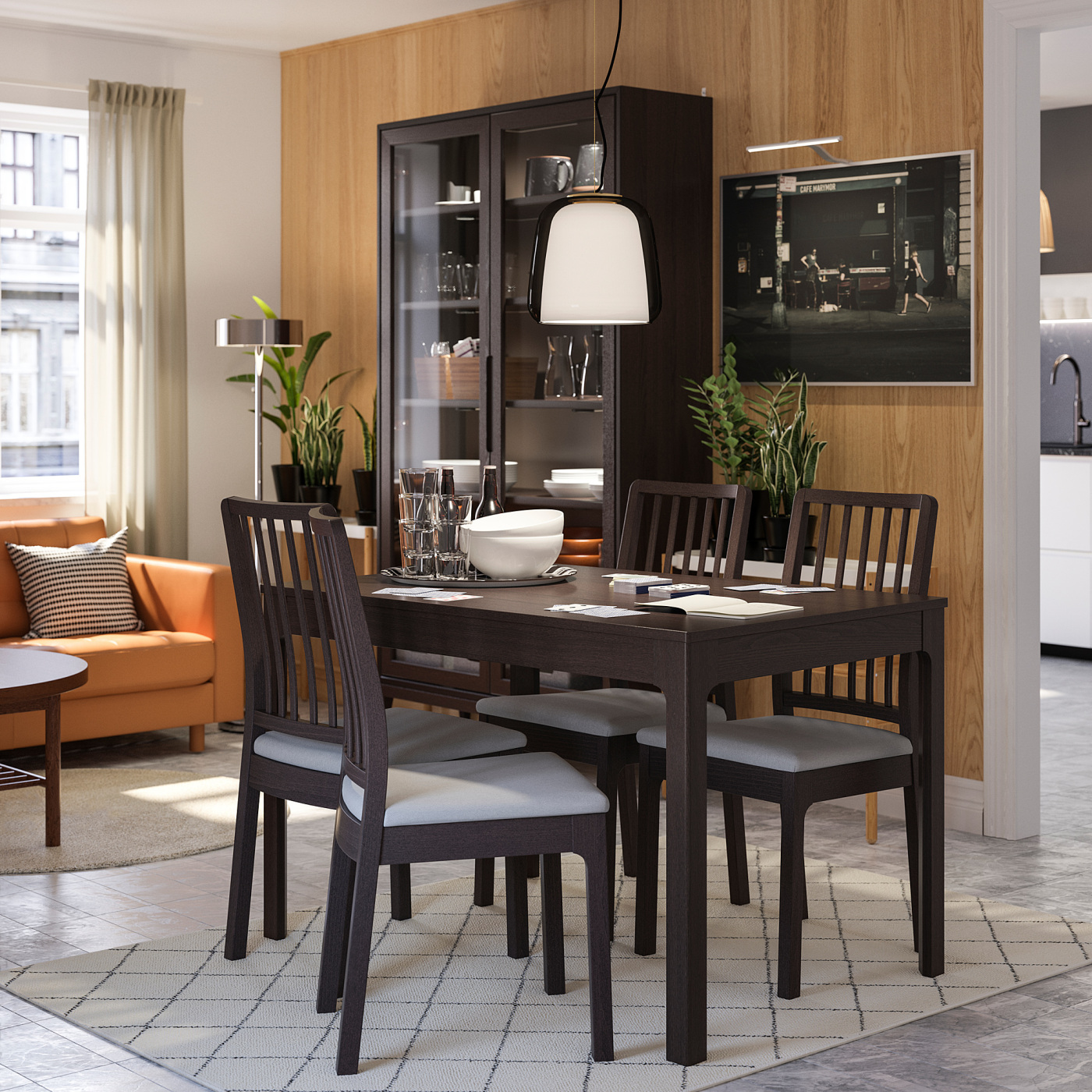 EKEDALEN chair dark brown/Orrsta light grey - IKEA