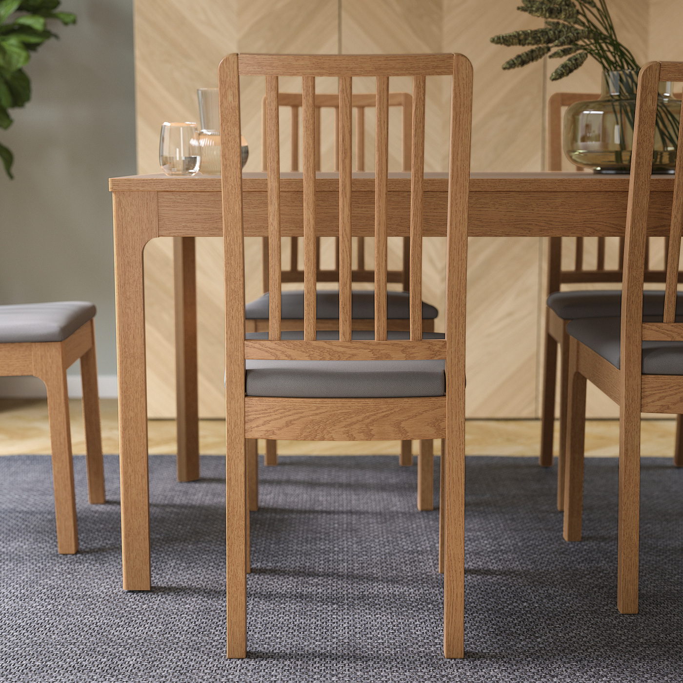 EKEDALEN chair oak/Hakebo dark grey - IKEA