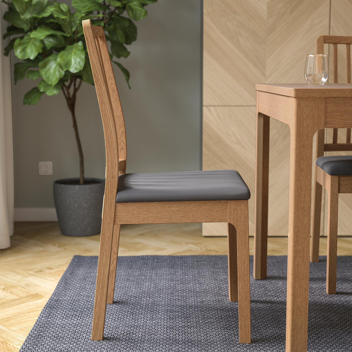 EKEDALEN chair oak/Hakebo dark grey - IKEA