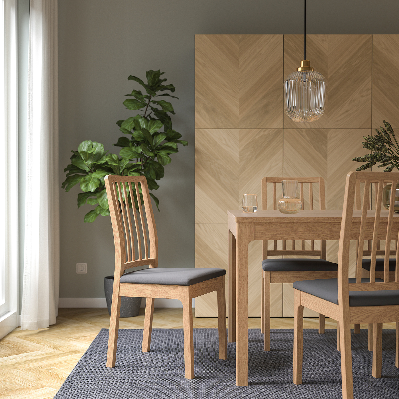 EKEDALEN chair oak/Hakebo dark grey - IKEA
