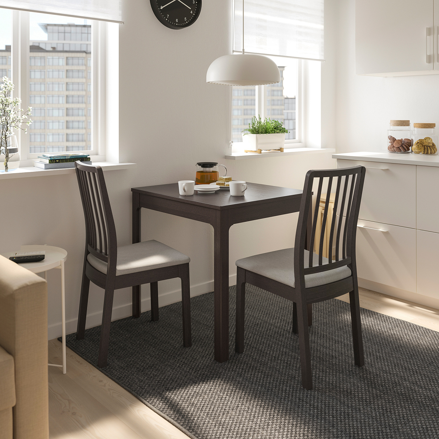 EKEDALEN / EKEDALEN table and 2 chairs dark brown/Orrsta light