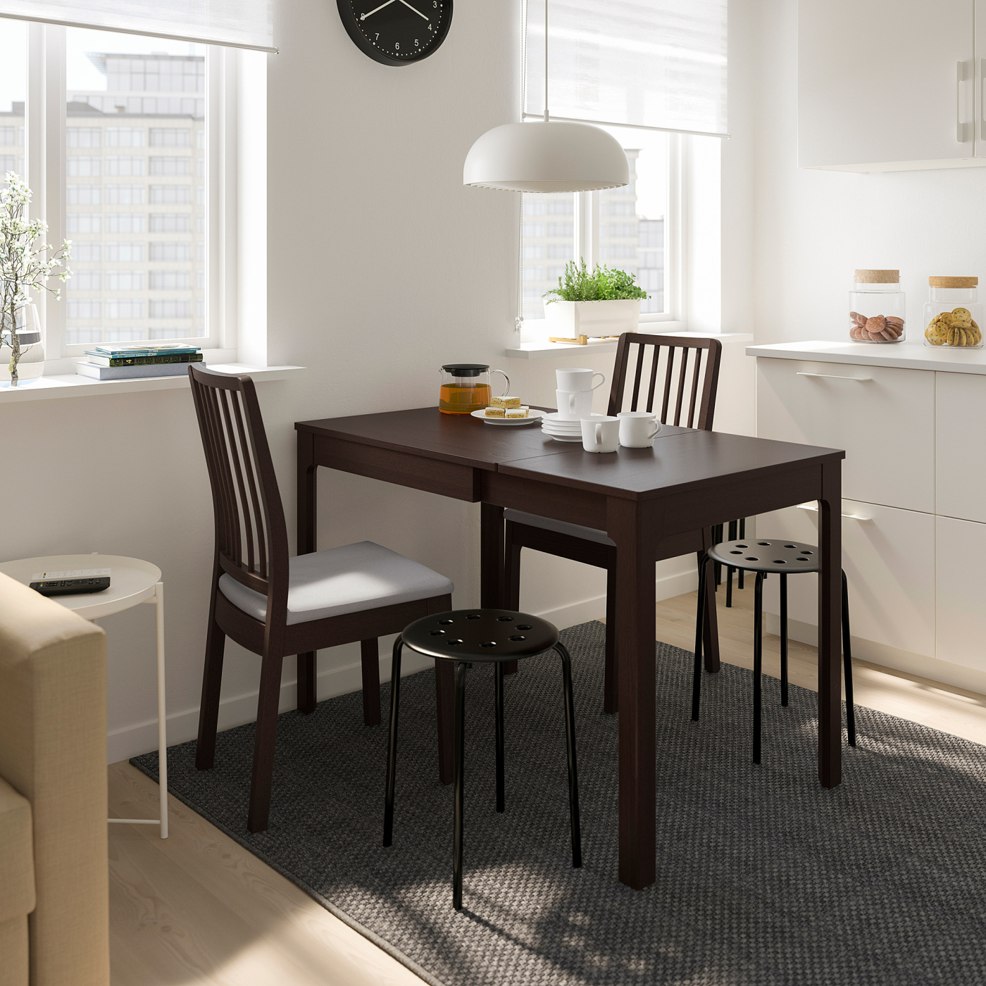 EKEDALEN / EKEDALEN table and 2 chairs dark brown/Orrsta light
