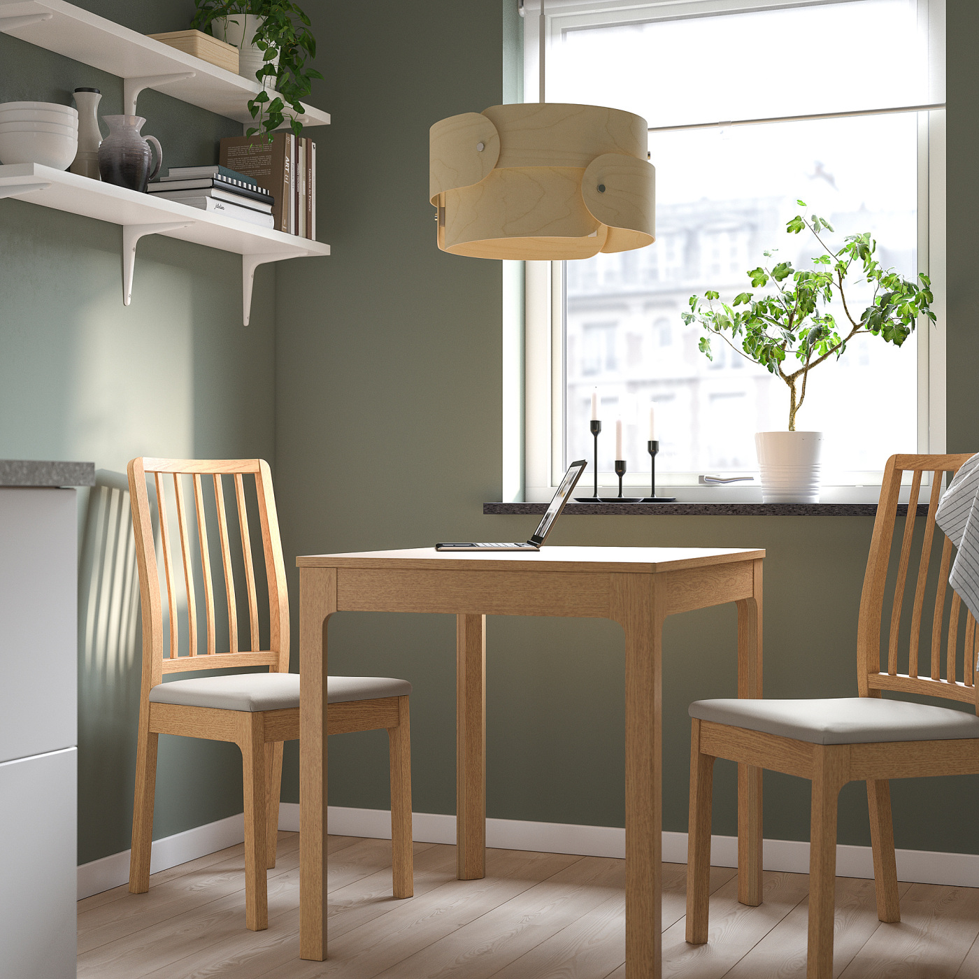 EKEDALEN / EKEDALEN table and 2 chairs oak oak effect/Orrsta light