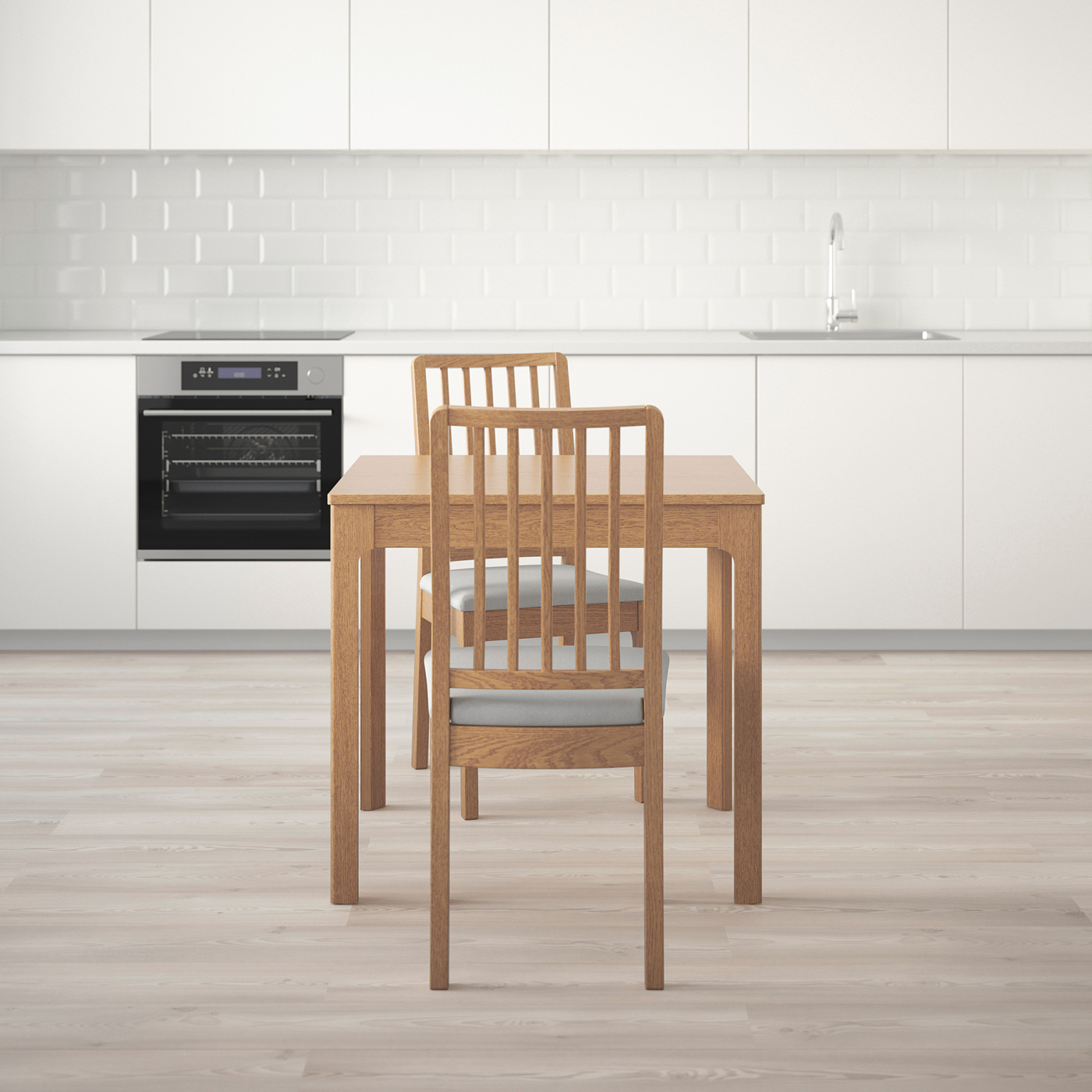 EKEDALEN / EKEDALEN table and 2 chairs oak/Orrsta light grey - IKEA