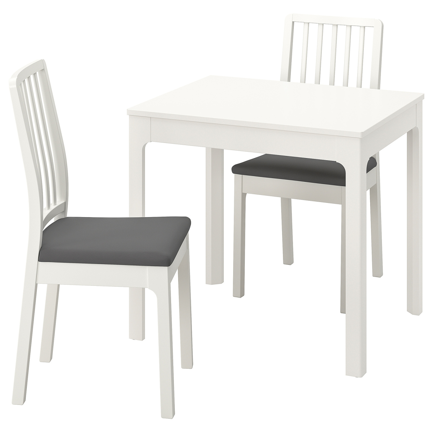 EKEDALEN / EKEDALEN table and 2 chairs white/Hakebo dark grey - IKEA