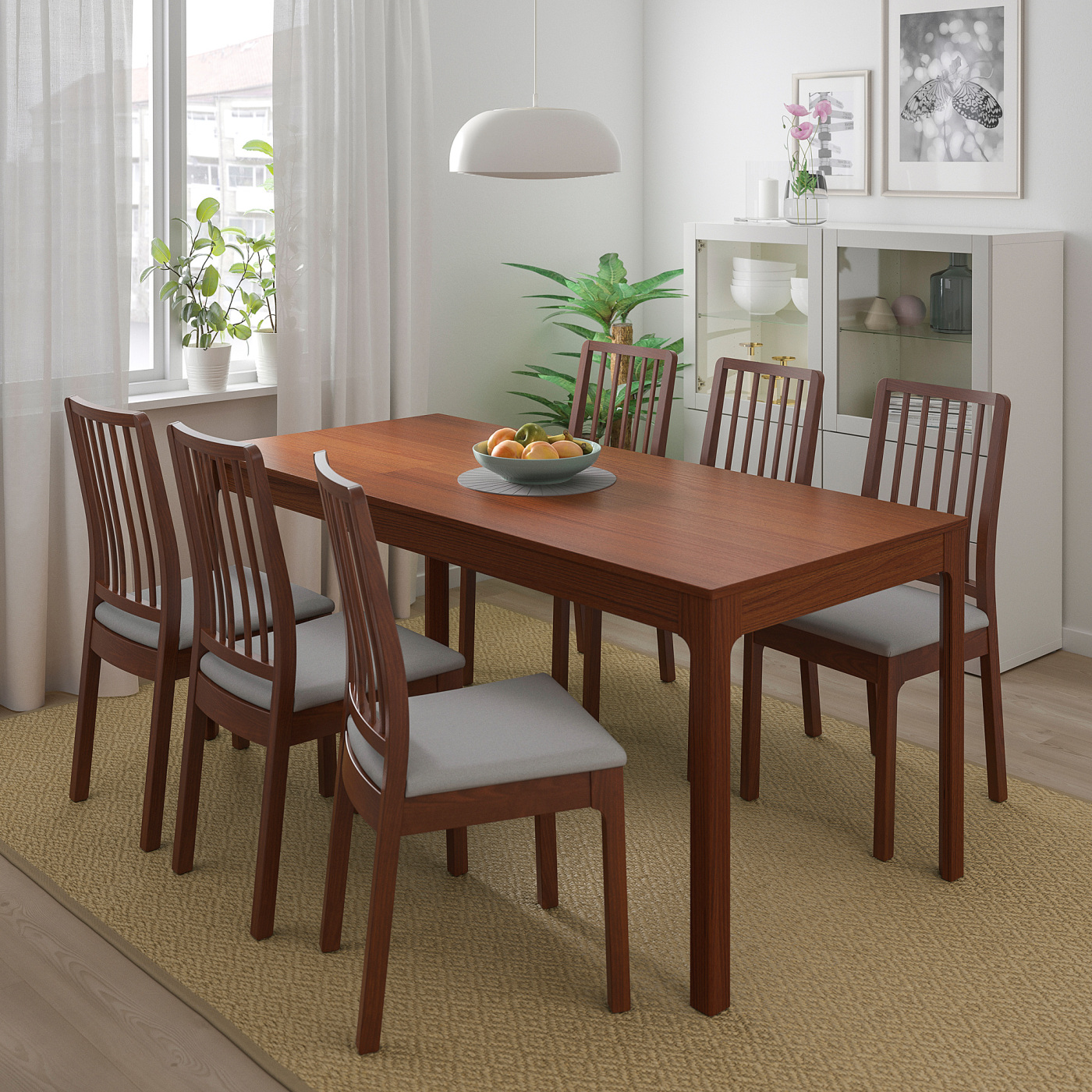 EKEDALEN / EKEDALEN table and 4 chairs brown/Orrsta light grey - IKEA