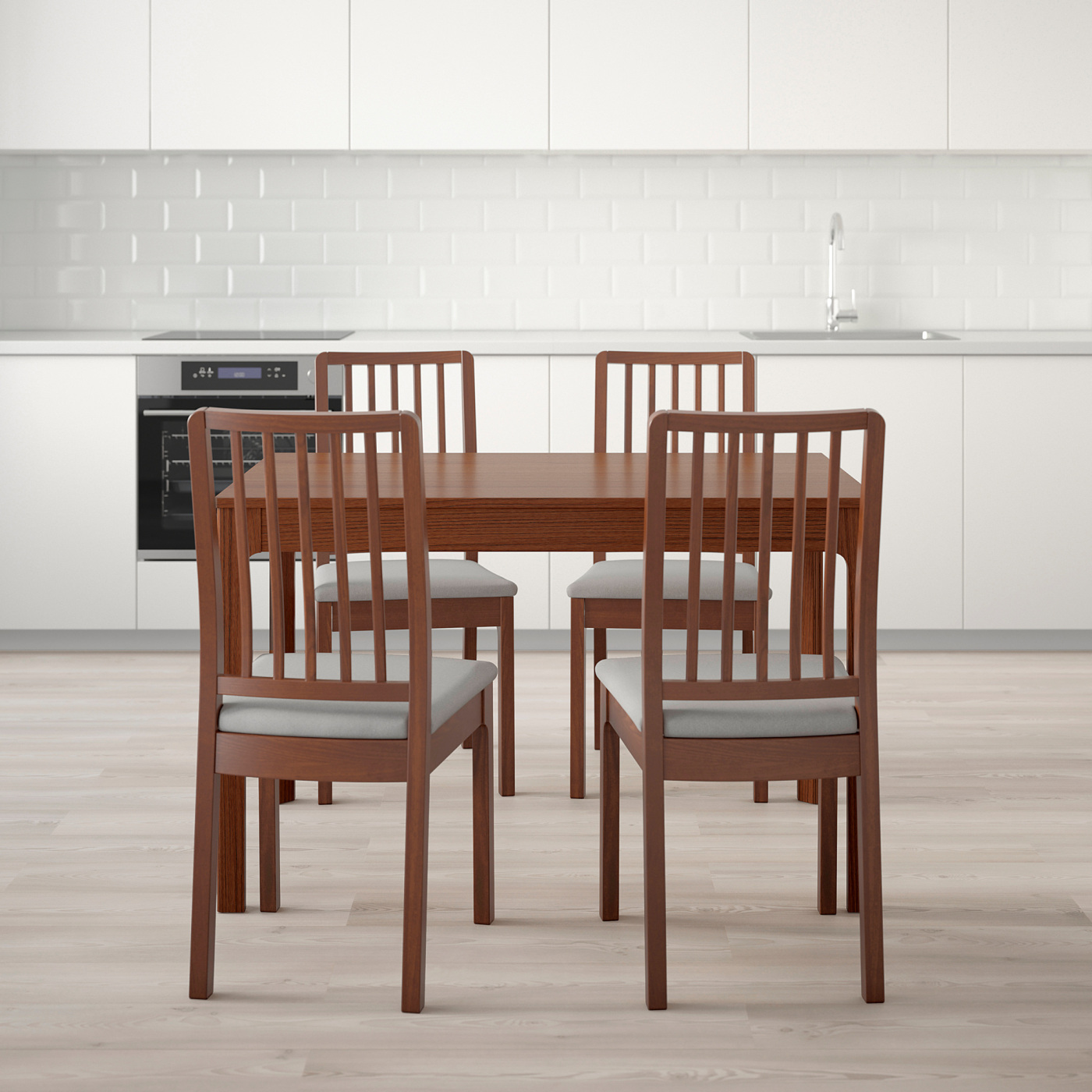 EKEDALEN / EKEDALEN table and 4 chairs brown/Orrsta light grey - IKEA