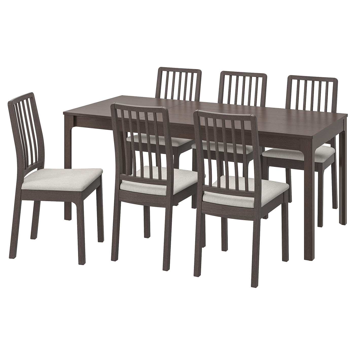 EKEDALEN / EKEDALEN table and 6 chairs dark brown dark brown
