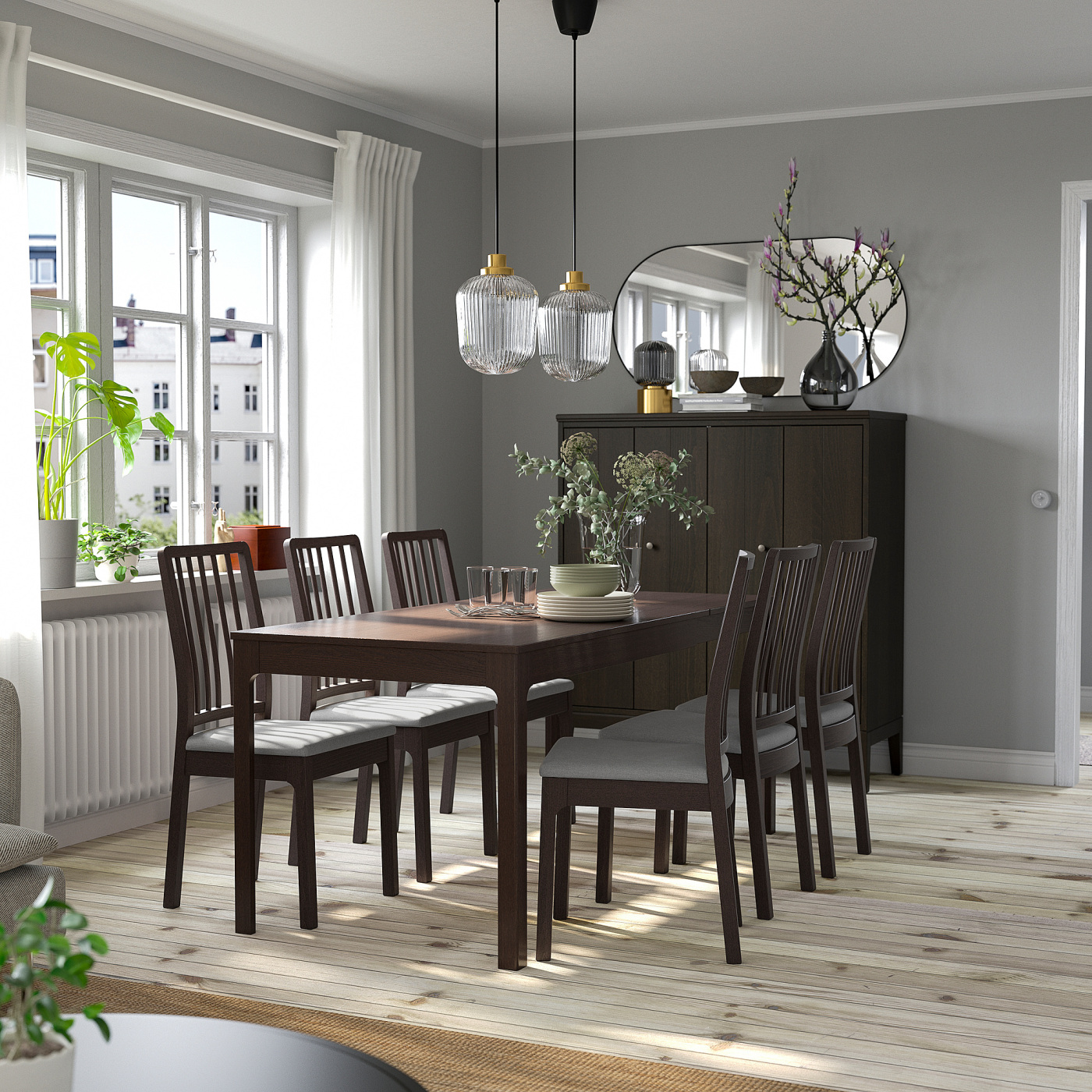 ダイニングチェア　IKEA エーケダーレン EKEDALEN / EKEDALEN table and 6 chairs dark brown dark brown